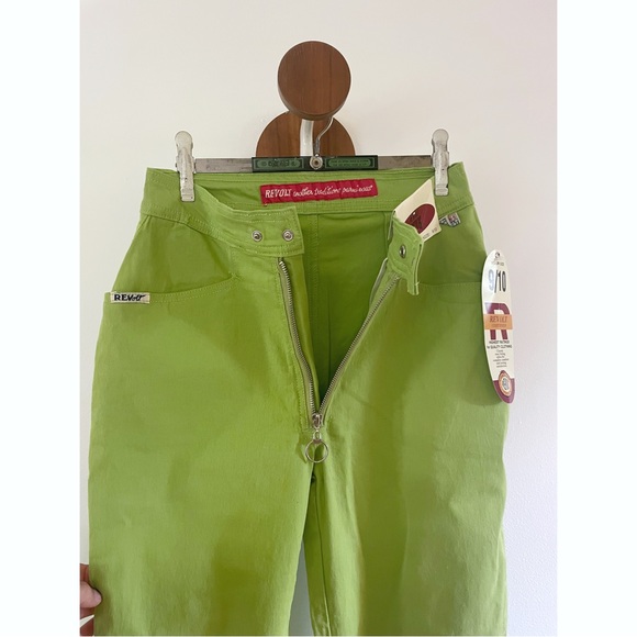 Vintage Deadstock Revolt 90s Y2K Lime Green High Waisted Stretch Denim 27” Waist - Picture 4 of 6